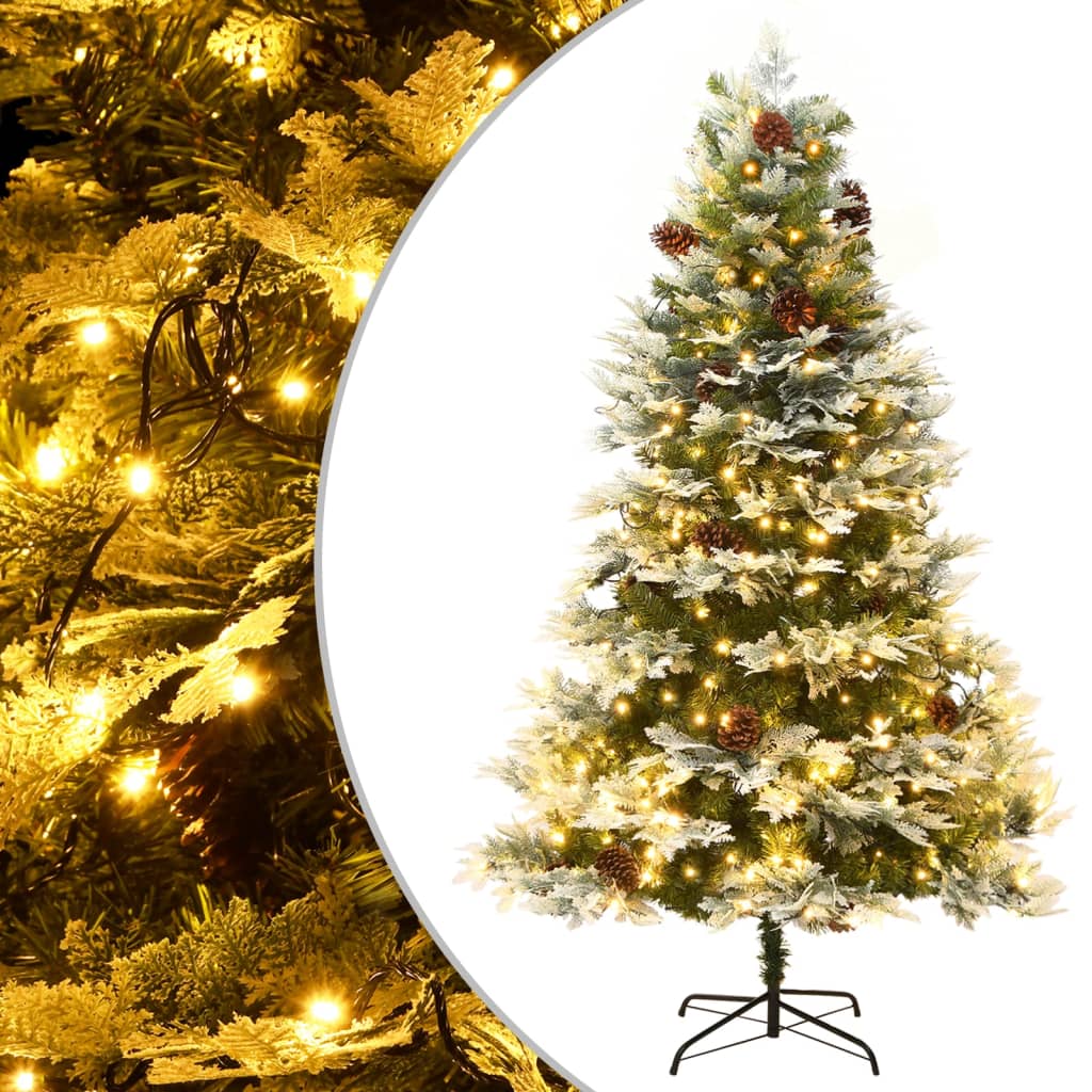 Vidaxl Christmas tree with LED and pine cones 225 cm PVC and PE green