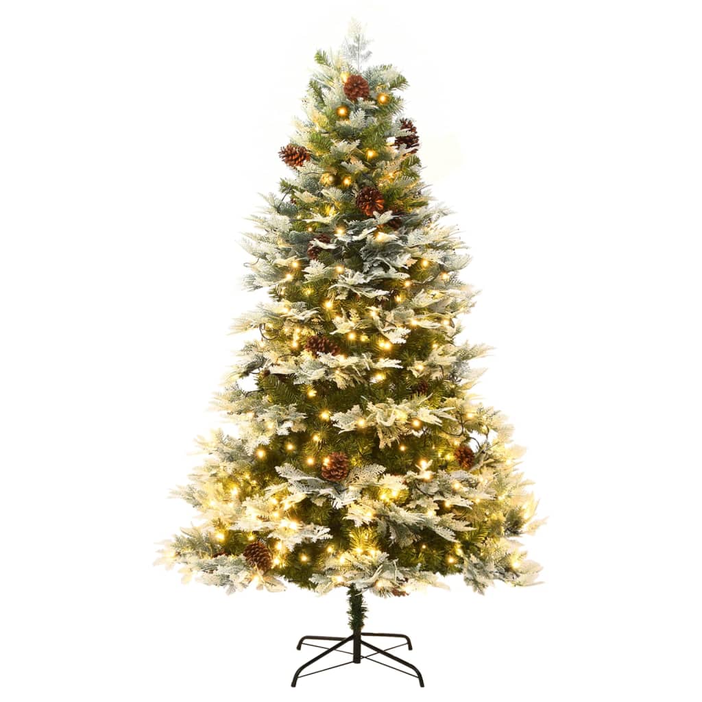 Vidaxl Christmas tree with LED and pine cones 225 cm PVC and PE green