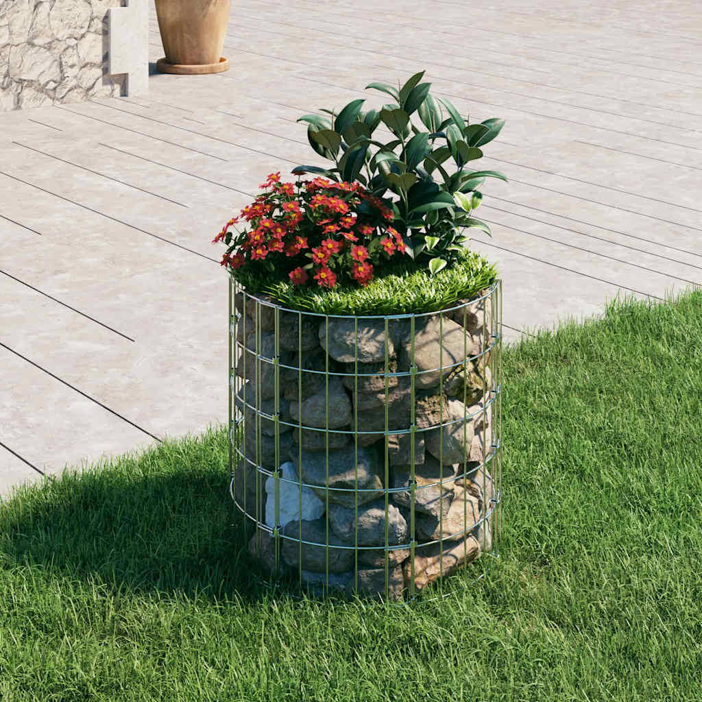 Vidaxl Gabion Pol Round Ø50x50 cm pocinkano jeklo