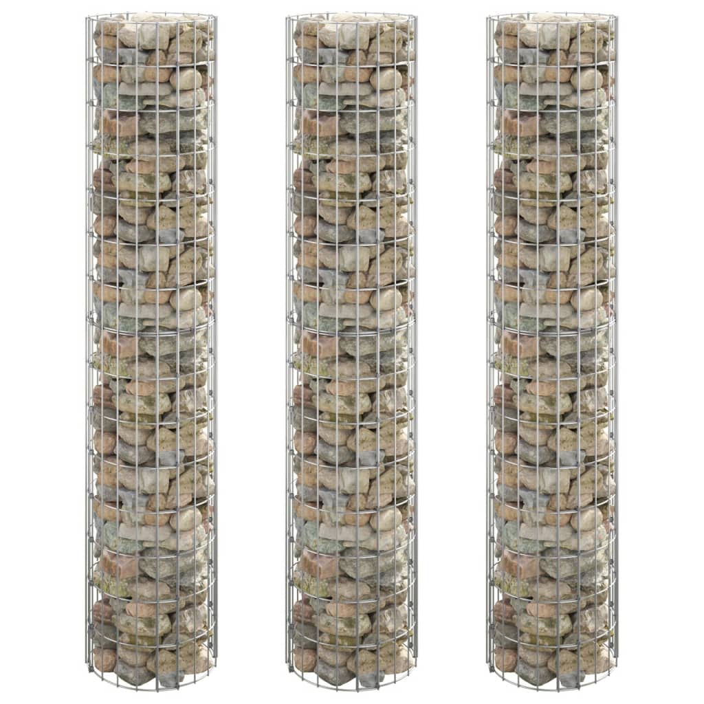 Vidaxl Gabion Planters 3 st runda höjda Ø30x150 cm stål