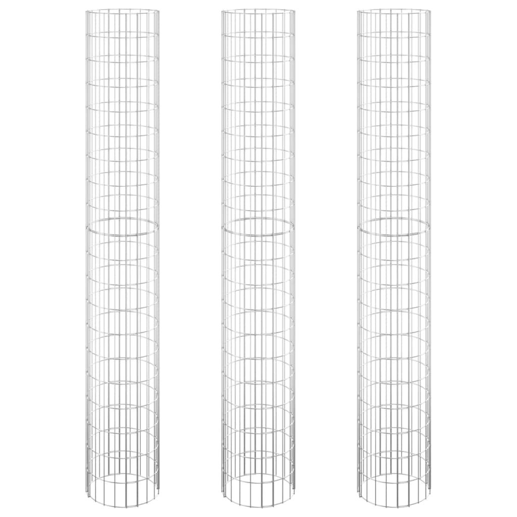 Vidaxl Gabion Planters 3 st runda höjda Ø30x200 cm stål