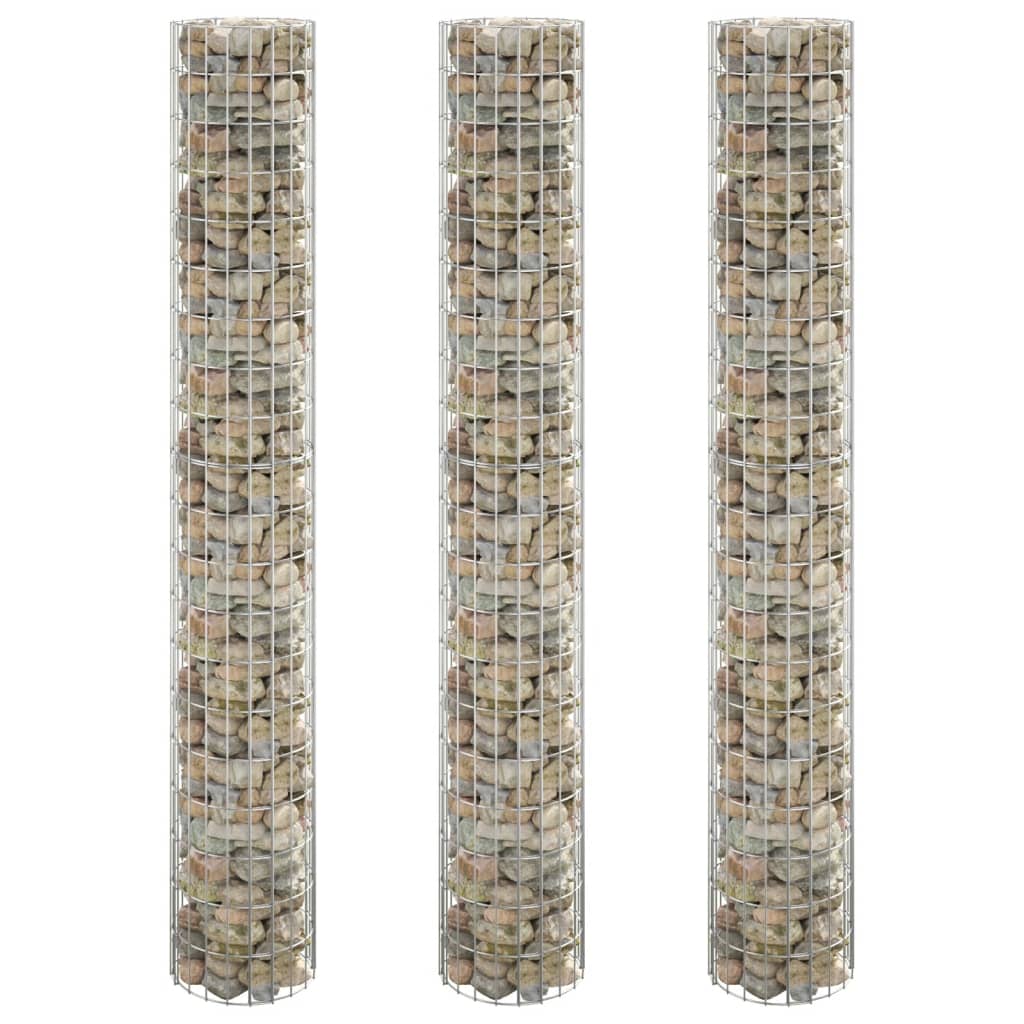 Vidaxl Gabion Planters 3 st runda höjda Ø30x200 cm stål