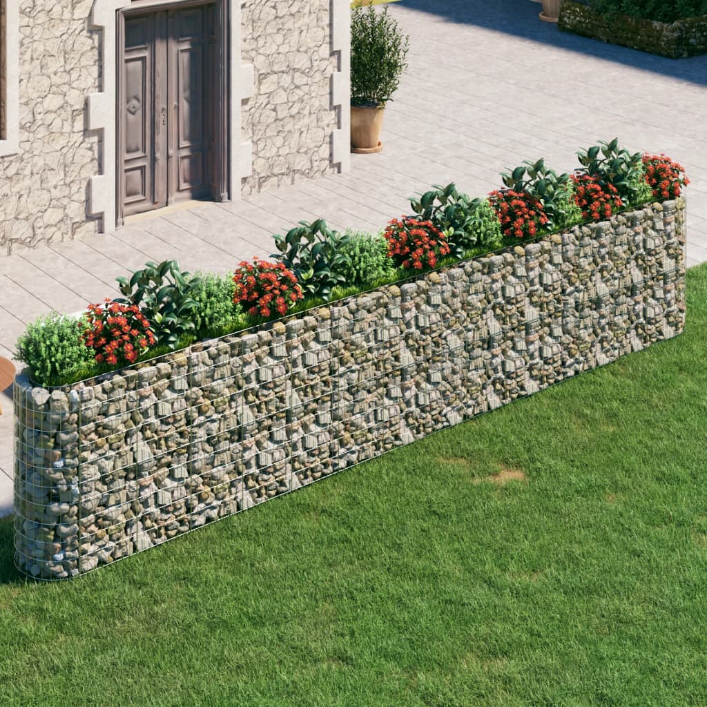VidaXL Raised Gabion Planter 540x50x100 cm Galvanized Iron