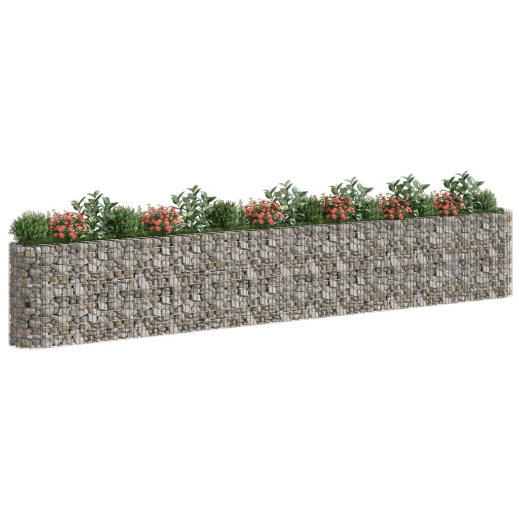 VidaXL Raised Gabion Planter 610x50x100 cm Galvanized Iron