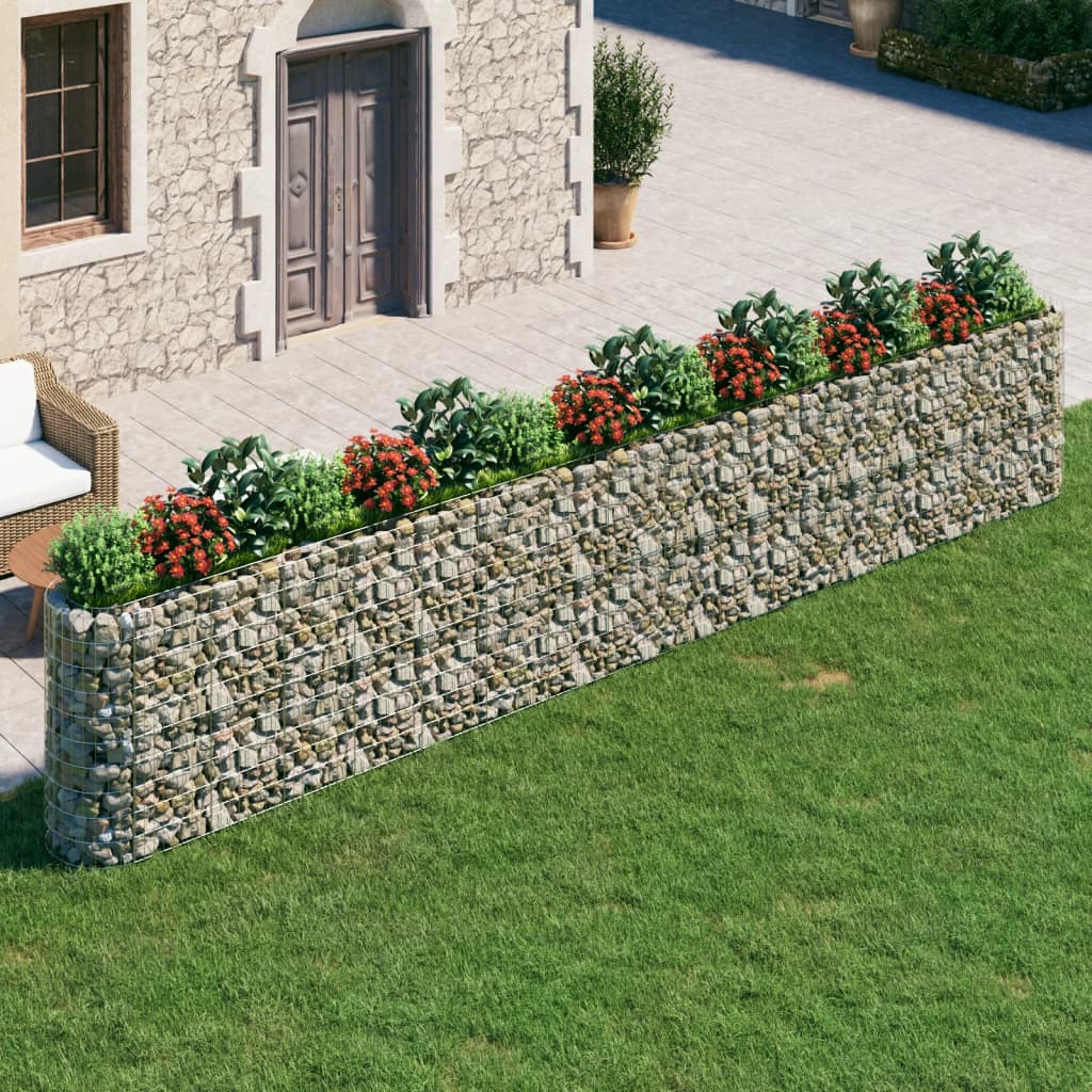 VidaXL Raised Gabion Planter 610x50x100 cm Galvanized Iron