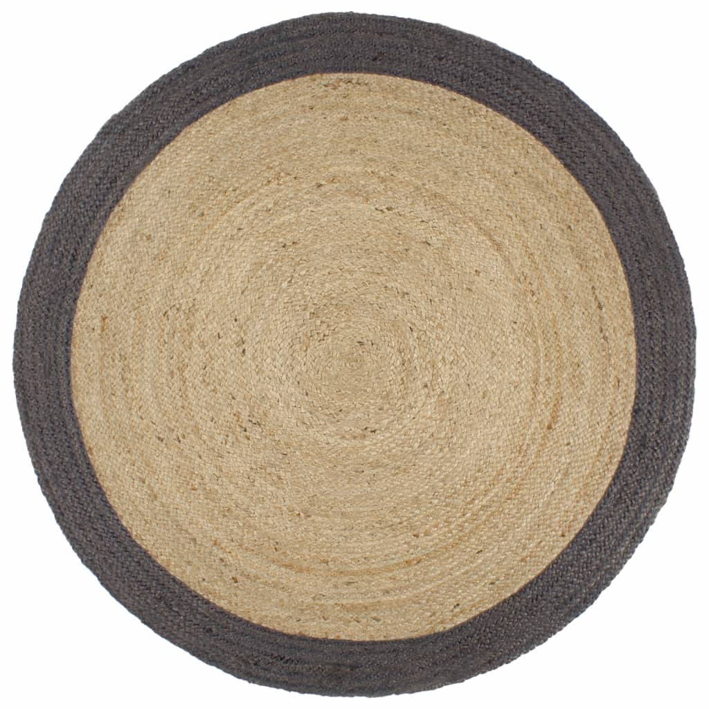 Vidaxl Teppich handgefertigt mit dunkelgrauem Rand 240 cm Jute