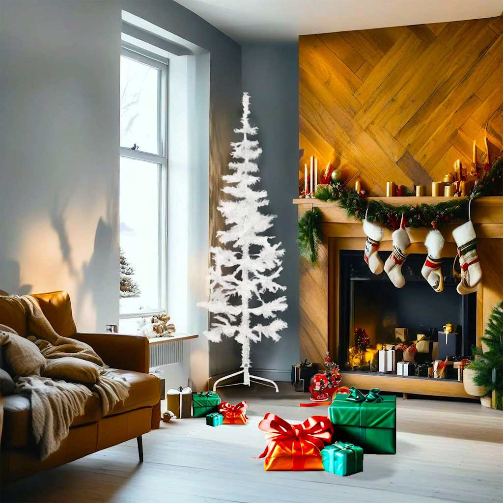 Vidaxl Kunstkerstboom połowa ze standardowym wąskim białym 180 cm