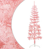 Vidaxl Kunstkerstboom Połowa z standardowym wąskim różowym 150 cm