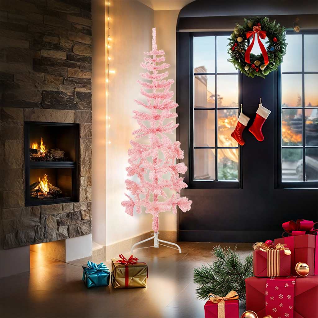 Vidaxl Kunstkerstboom Half with standard narrow 180 cm pink