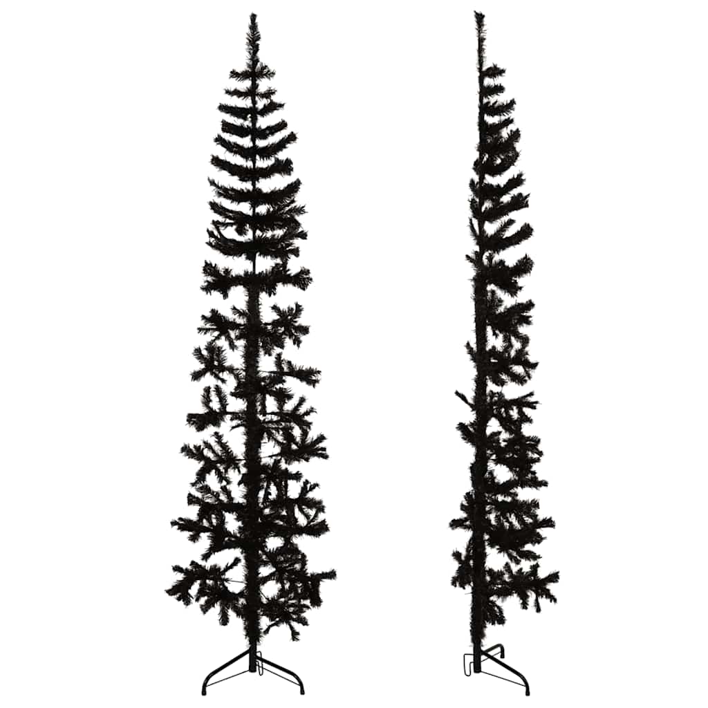Vidaxl Kunstkerstboom Half with standard narrow 210 cm black