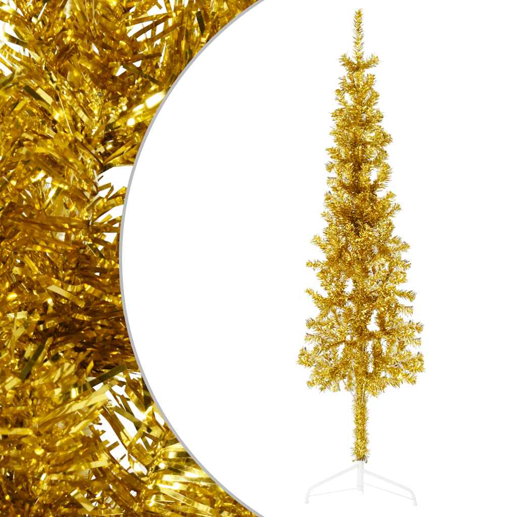 Vidaxl Kunstkerstboom Half with standard narrow 120 cm gold colored