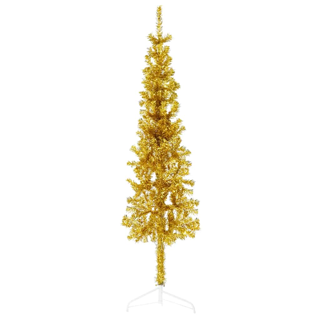 VidaXL Kunstkerstboom Half with standard narrow 150 cm gold colored