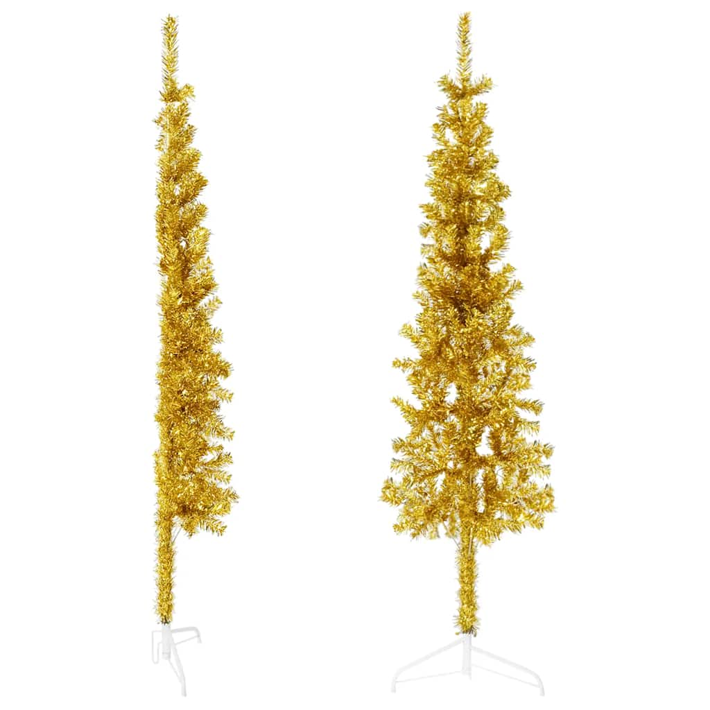 VidaXL Kunstkerstboom Half with standard narrow 150 cm gold colored