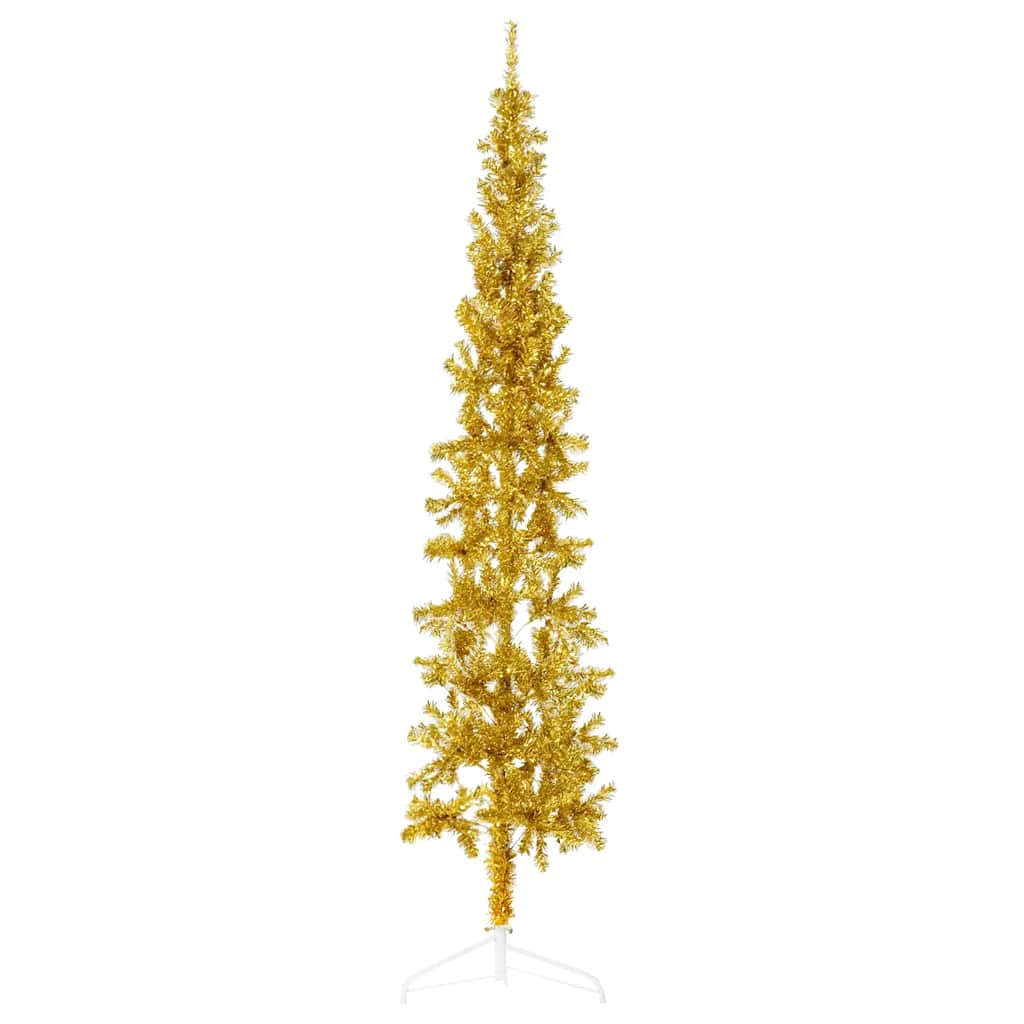 VidaXL Kunstkerstboom Half with standard narrow 210 cm gold colored
