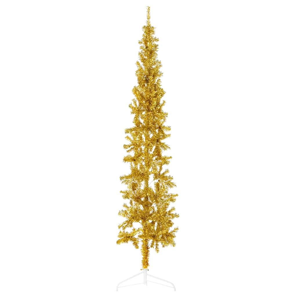 Vidaxl Kunstkerstboom połowa ze standardowym wąskim w kolorze 240 cm złota