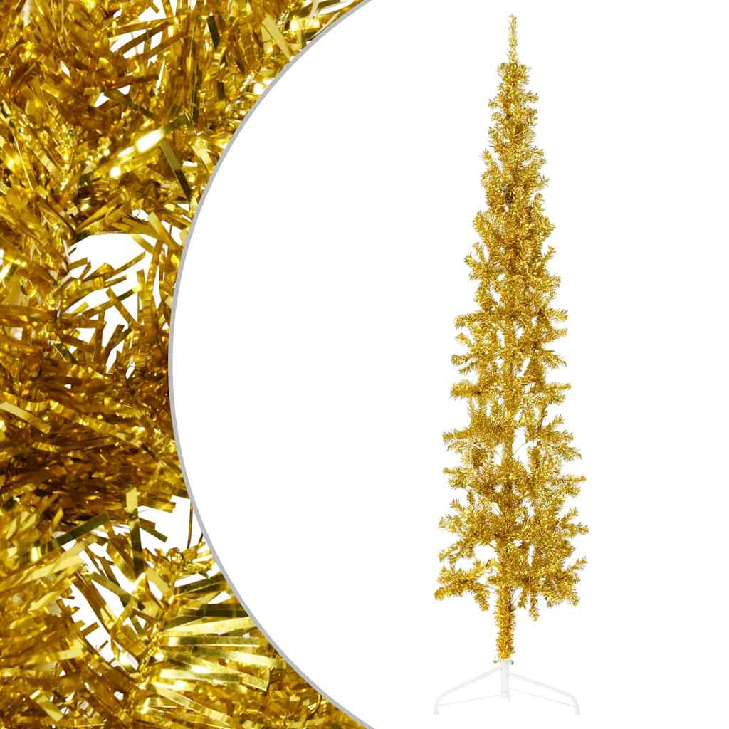Vidaxl Kunstkerstboom połowa ze standardowym wąskim w kolorze 240 cm złota