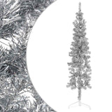VidaXL Kunstkerstboom Half with standard narrow 120 cm silver colored