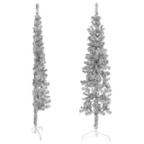 VidaXL Kunstkerstboom Half with standard narrow 120 cm silver colored