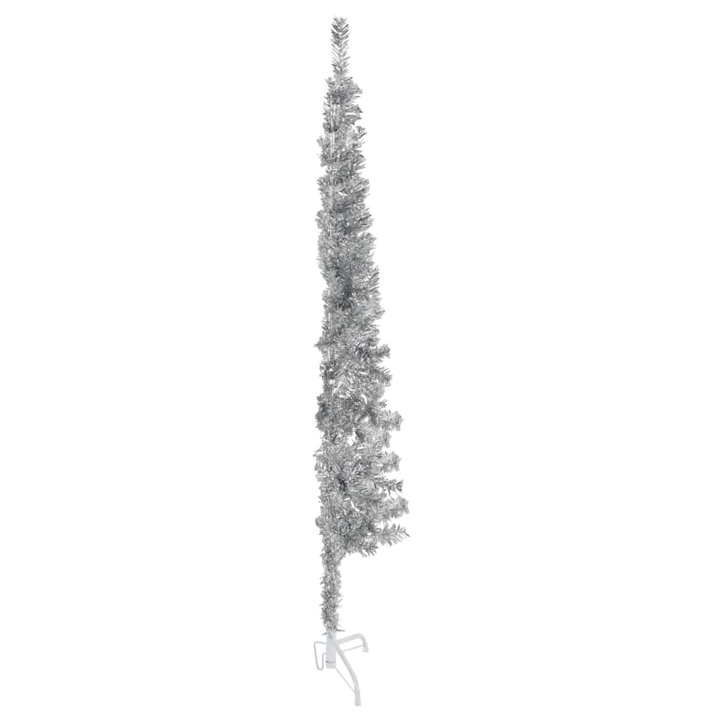 VidaXL Kunstkerstboom Half with standard narrow 150 cm silver colored