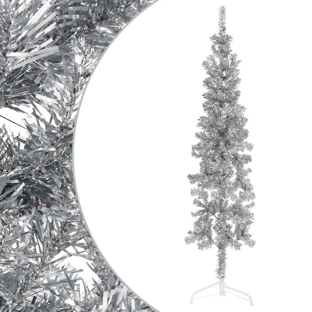 Vidaxl Kunstkerstboom Half with standard narrow 180 cm silver colored