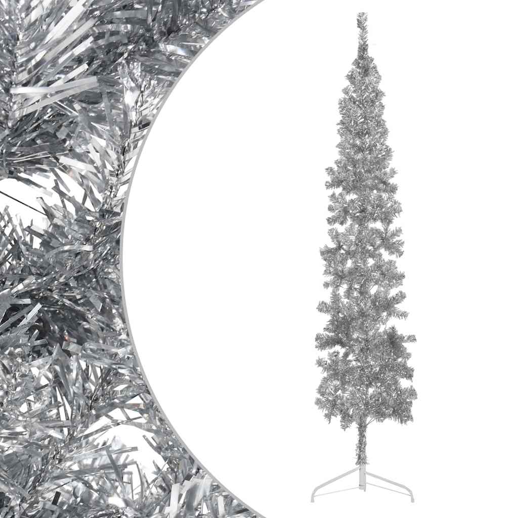 Vidaxl Kunstkerstboom Half with standard narrow 240 cm silver colored