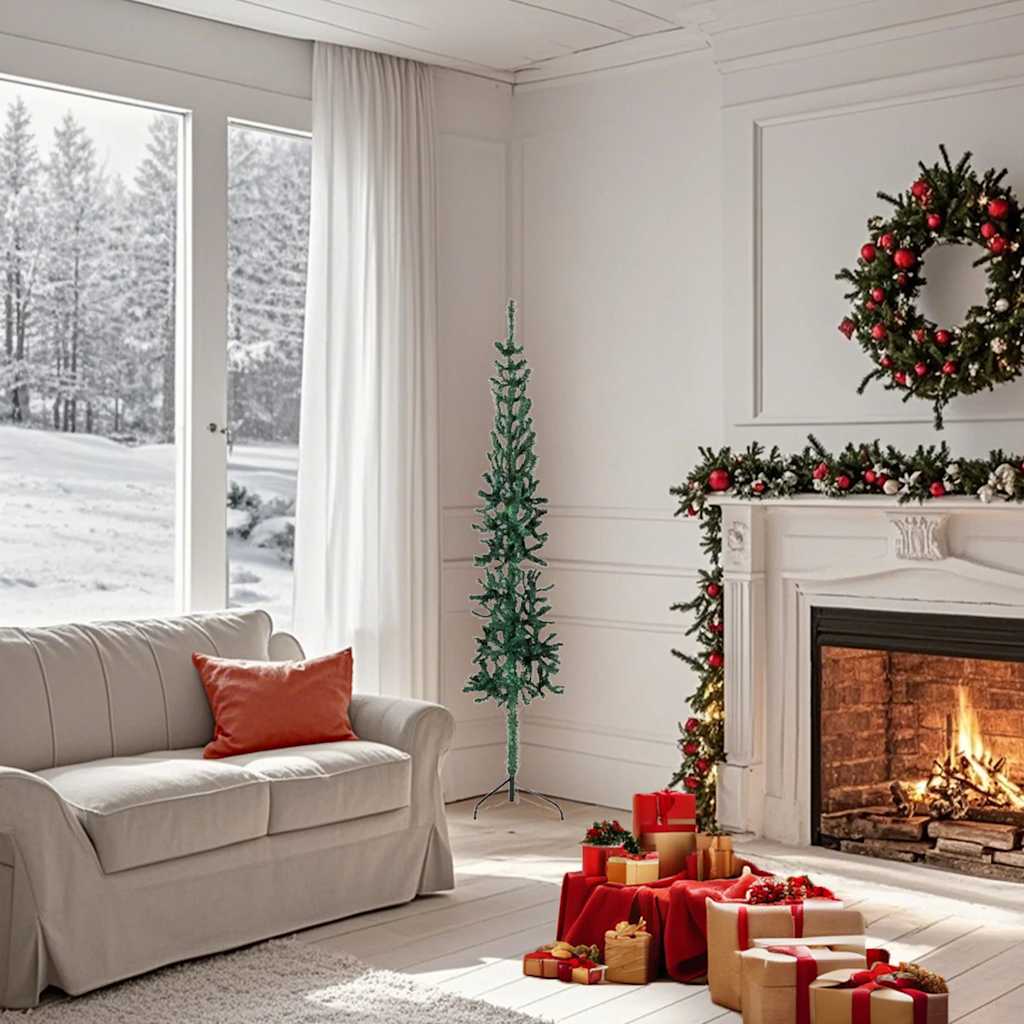 Vidaxl Kunstkerstboom Half with standard narrow 150 cm green