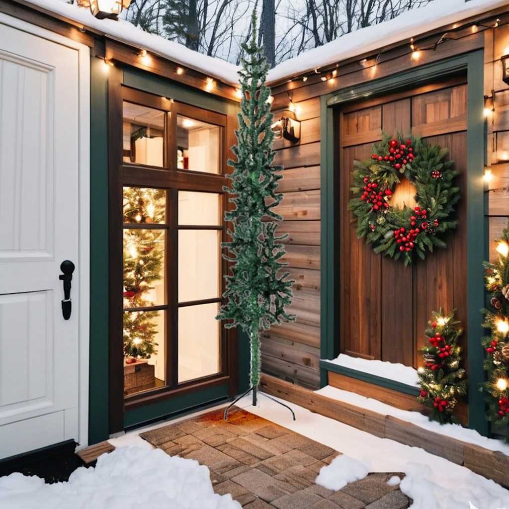Vidaxl Kunstkerstboom połowa ze standardowym wąskim zielonym 240 cm
