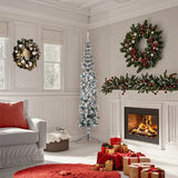 Vidaxl Kunstkerstboom Half with snow narrow 180 cm