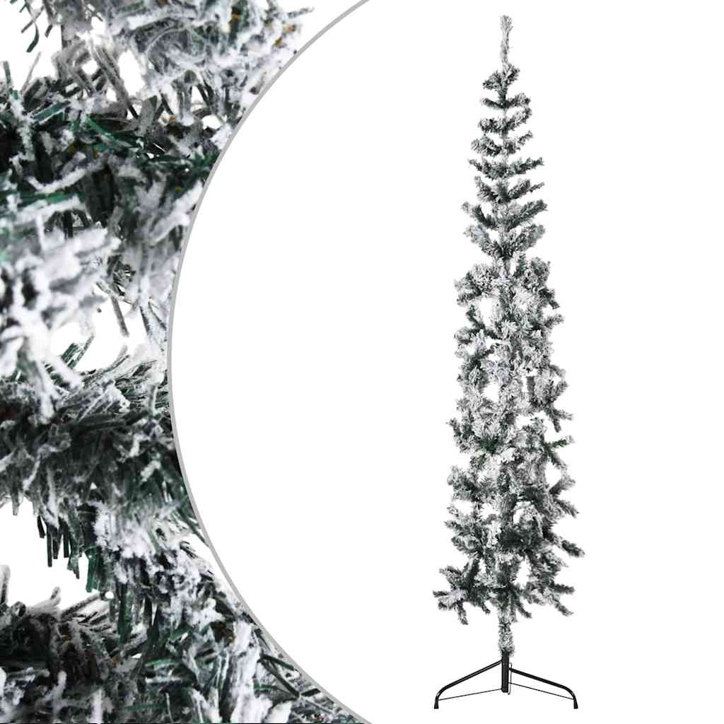 Vidaxl Kunstkerstboom Half with snow narrow 180 cm
