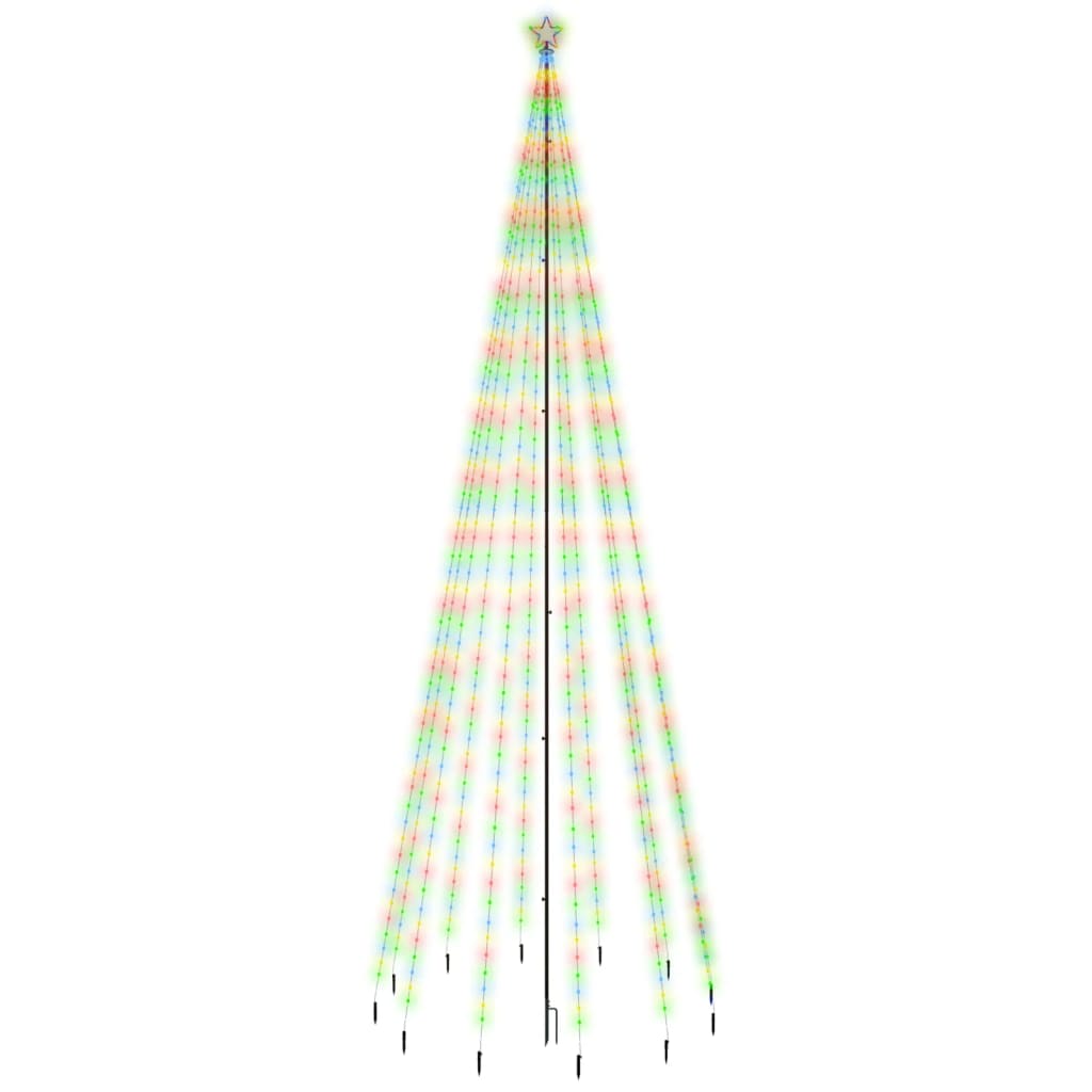 Arbre de Noël Vidaxl avec broche de sol 732 LEDS multi-colorants 500 cm