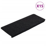 Vidaxl Stair Mats Auto -adesivo 15 ST 65x24.5x3.5 cm preto