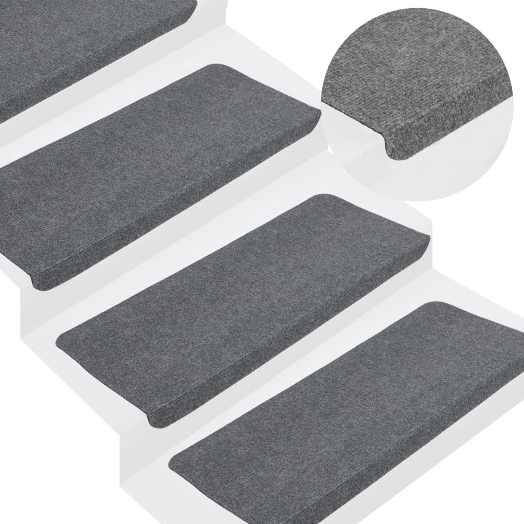 Vidaxl Stair Mats Self -fast 15 ST 65x24,5x3,5 cm grå