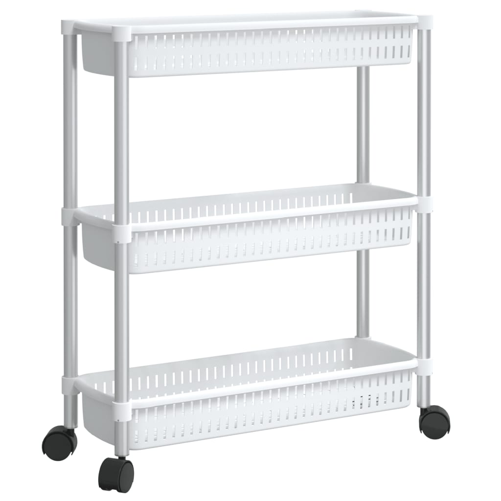 Vidaxl Späichere Trolley 3 Layer Aluminium Sëlwer a Wäiss