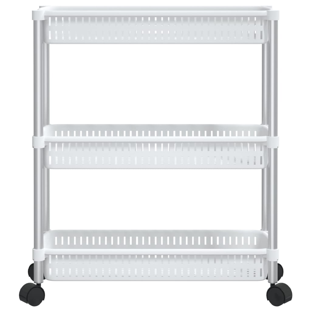 Vidaxl Späichere Trolley 3 Layer Aluminium Sëlwer a Wäiss