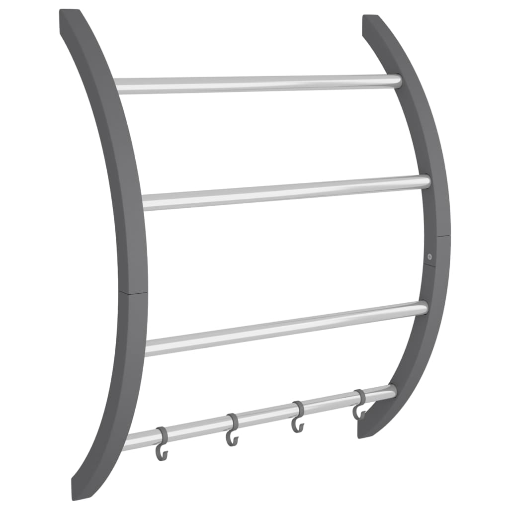 Vidaxl håndklædeholder med kroge 56x16x72 cm aluminium sølvfarvet