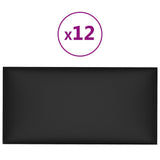 Pannelli a parete Vidaxl 12 pezzi 0,54 m² 30x15 cm in pelle artificiale nera