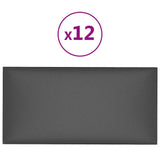 Pannelli a parete Vidaxl 12 pezzi 0,54 m² 30x15 cm in pelle artificiale grigio