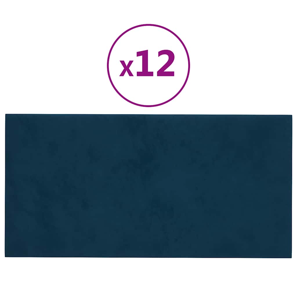 Pannelli a parete Vidaxl 12 pezzi 0,54 m² 30x15 cm Blu di velluto