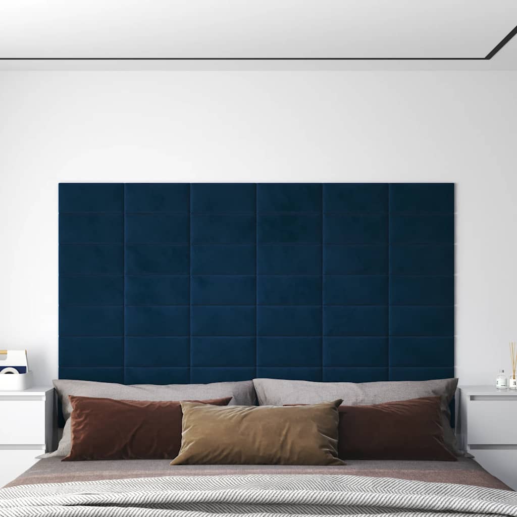 Pannelli a parete Vidaxl 12 pezzi 0,54 m² 30x15 cm Blu di velluto