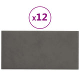 Vidaxl väggpaneler 12 st 0,54 m² 30x15 cm sammet mörkgrå