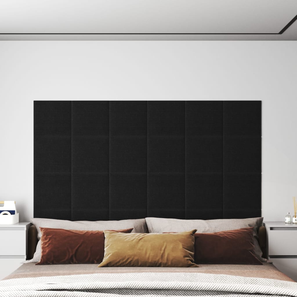 Pannelli a parete Vidaxl 12 ST 1,08 m² 30x30 cm tessuto nero