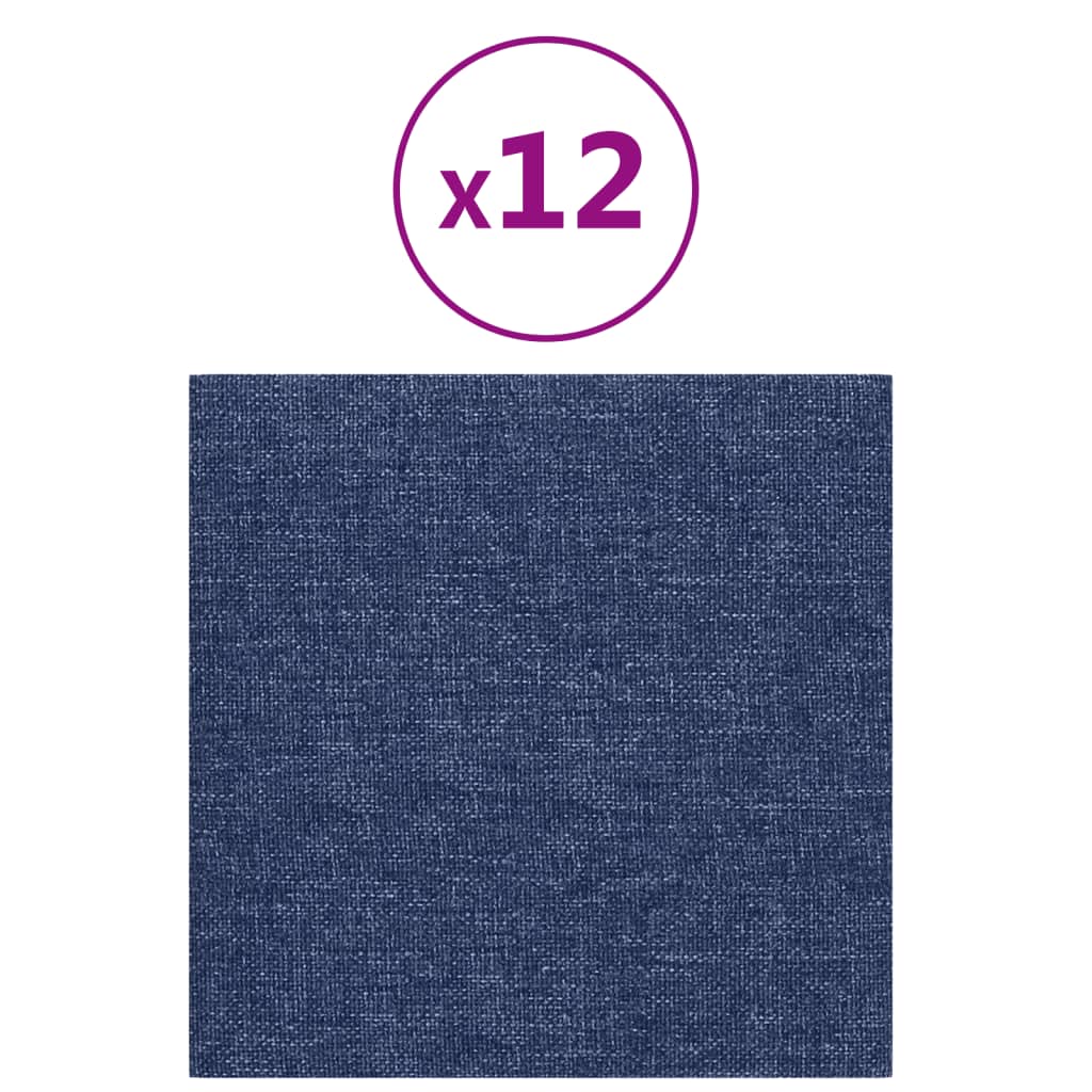 Vidaxl vægpaneler 12 st 1,08 m² 30x30 cm stofblåt