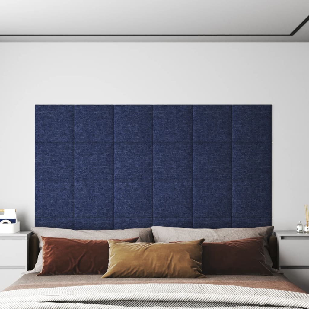 Vidaxl vægpaneler 12 st 1,08 m² 30x30 cm stofblåt