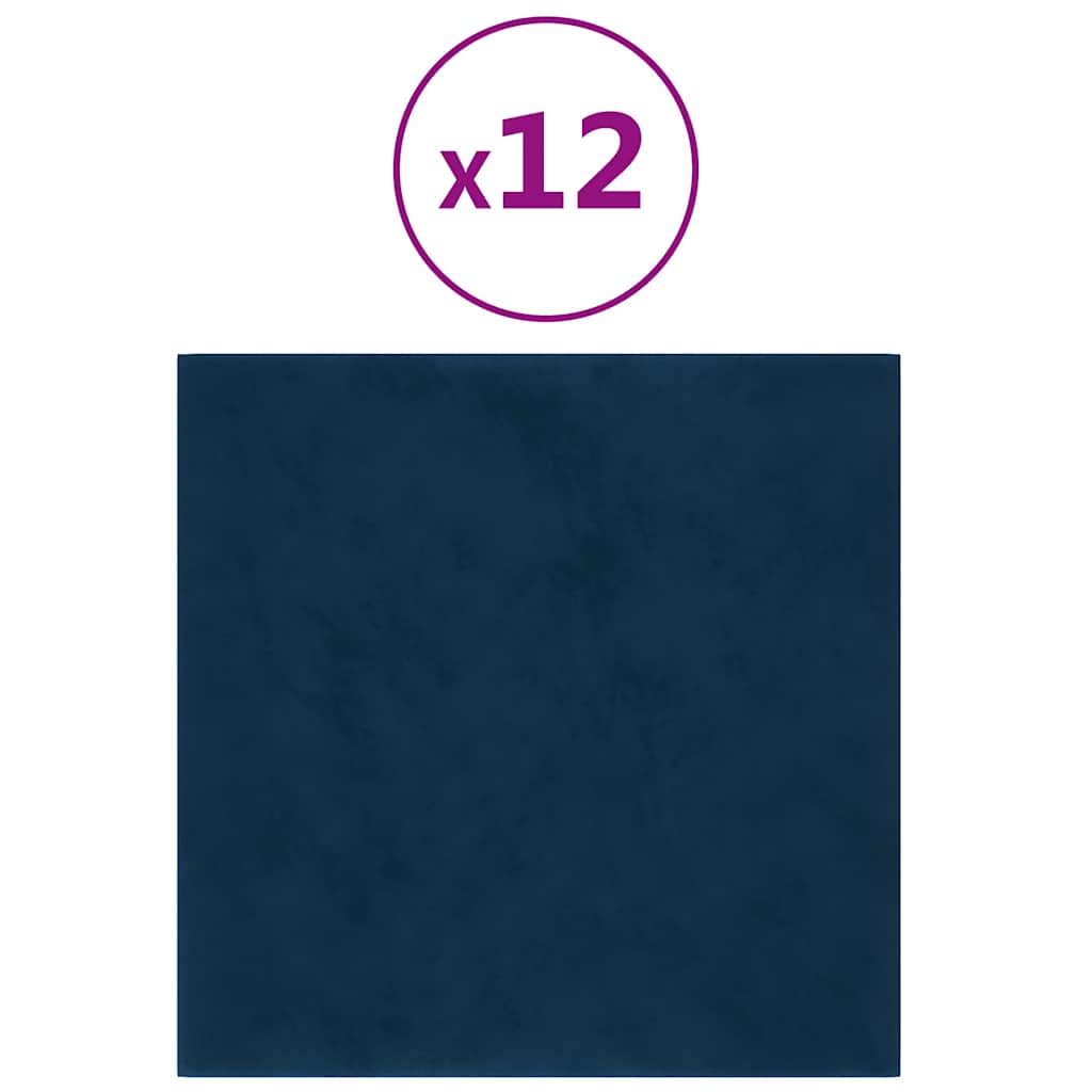 Stenske plošče Vidaxl 12 St 1,08 m² 30x30 cm žametno modro