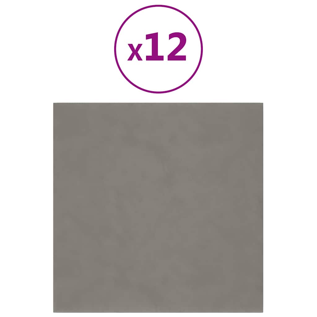 Pannelli a parete Vidaxl 12 ST 1,08 m² 30x30 cm Grigio chiaro