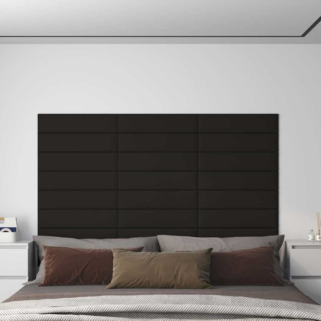 Vidaxl vægpaneler 12 st 1,08 m² 60x15 cm stof sort