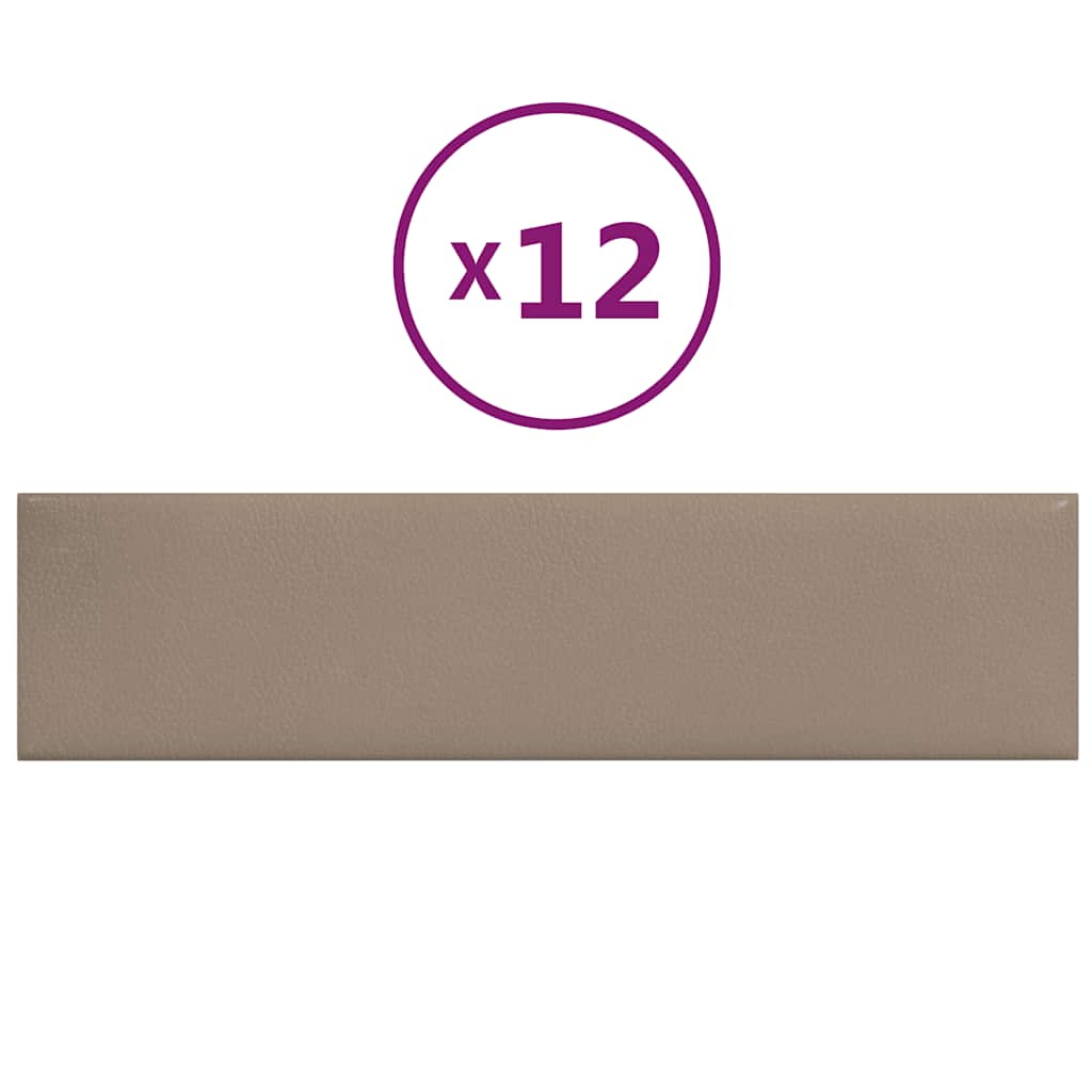 Pannelli a parete Vidaxl 12 ST 1,08 m² 60x15 cm in pelle d'arte Cappuccinocolide