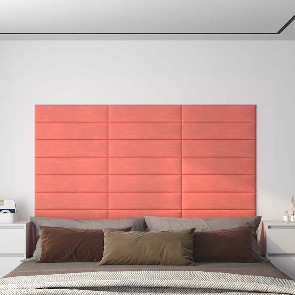 Vidaxl stenske plošče 12 St 1,08 m² 60x15 cm žametno roza