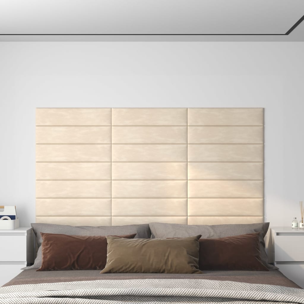 Pannelli a parete Vidaxl 12 ST 1,08 m² 60x15 cm Crema di velluto -colorato