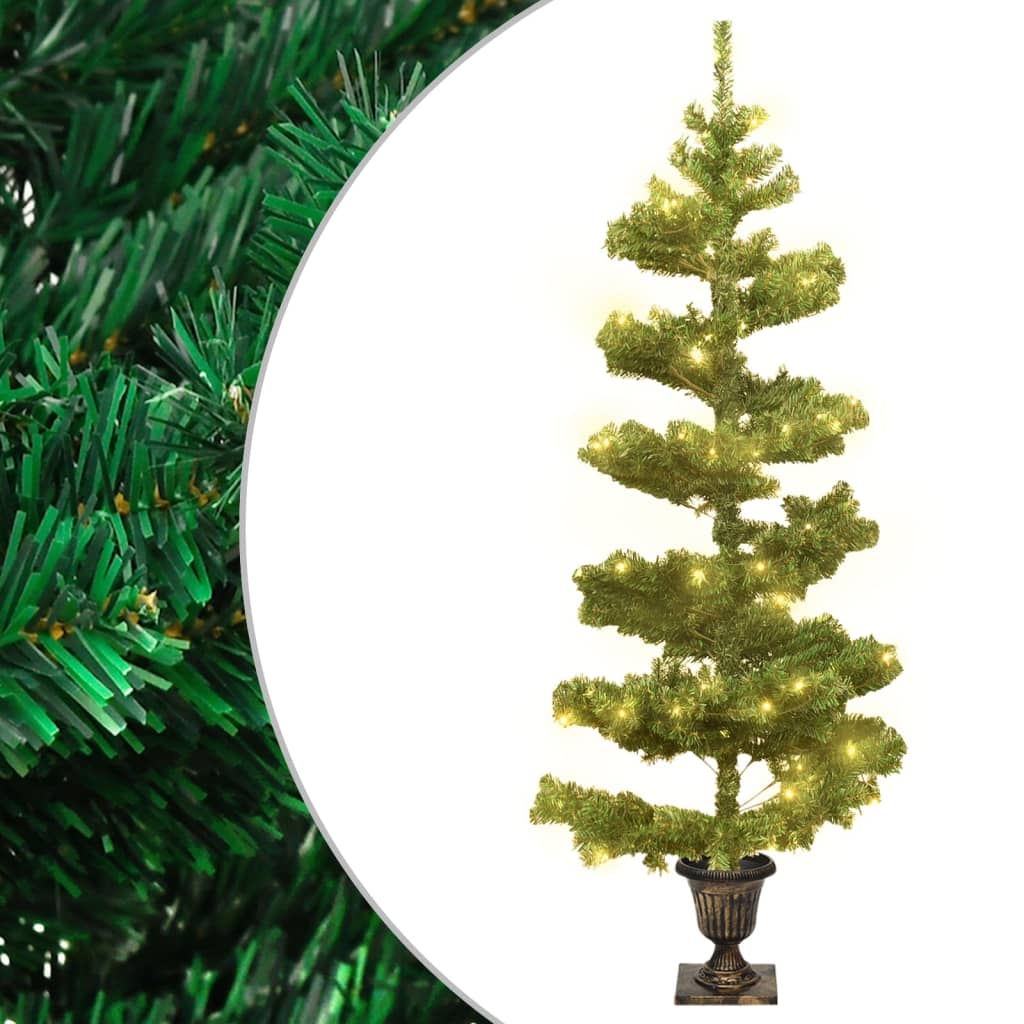 Vidaxl Kunstkerstboom med belysning och potten 120 cm PVC Green